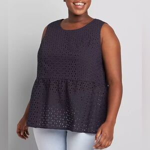 Lane Bryant Night Sky Eyelet Peplum Tank (674)